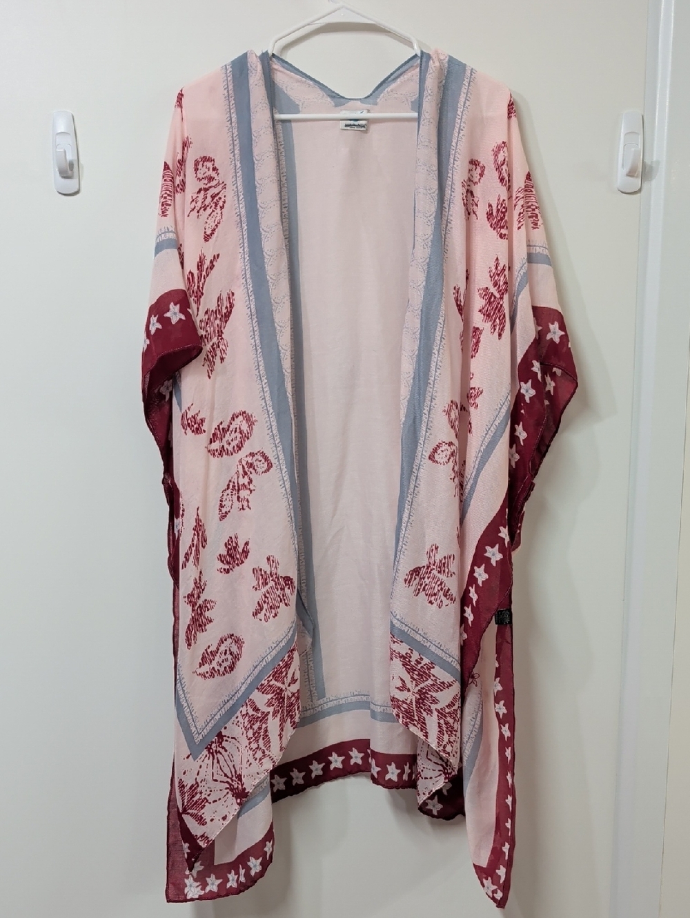 Save the Ocean Pink Maroon Lightweight Kimono Wrap One Size